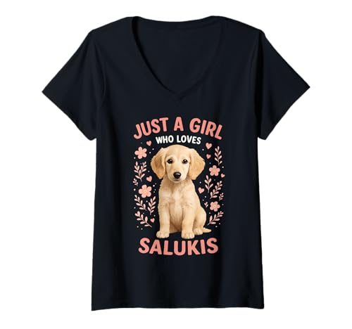 Damen Nur EIN Mädchen, das Saluki liebt T-Shirt mit V-Ausschnitt Damen Nur EIN Mädchen, das Saluki liebt T-Shirt mit V-Ausschnitt von Saluki Dog