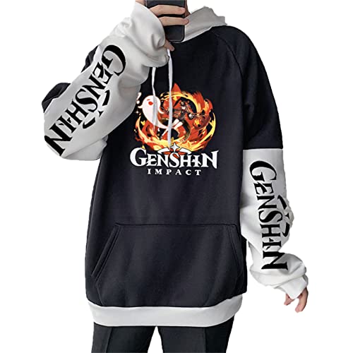 Salutebaba Anime Genshin Impact Hu Tao Hoodies Langarm-Pullover mit Taschen Lässige Kapuzen Kleidung von Salutebaba