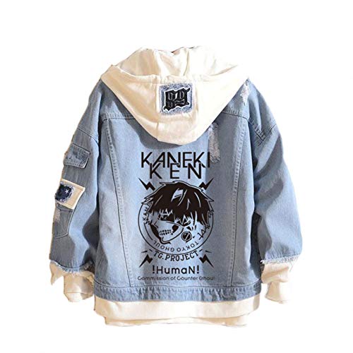 Salutebaba Unisex Tokyo Ghoul Hoodie Jacke Cosplay Kaneki Ken Jeansjacke Anime Casual Sweatshirt Kostüm von Salutebaba