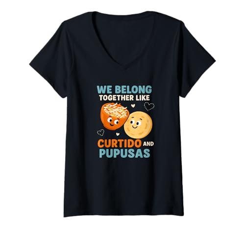 Damen Gehören zusammen wie Curtido und Pupusas Funny T-Shirt mit V-Ausschnitt von Salvadoran Food Pun Gifts