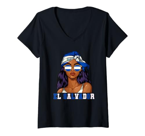 Damen EL Salvador Salvadorianer Frau T-Shirt mit V-Ausschnitt von Salvadorianer El Salvador Geschenk