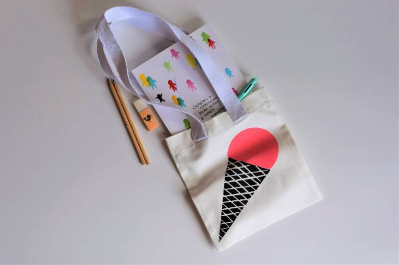 Nachhaltige Einkaufstasche Für Kinder Aus Bio-Baumwolle Und Hanf Von Hand Gedruckt von Salvajitos