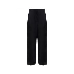 Salvatore Ferragamo Seide-leinen Schwarze Hochbundhose von Salvatore Ferragamo