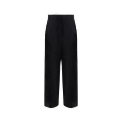 Salvatore Ferragamo Seide-leinen Schwarze Hochbundhose von Salvatore Ferragamo