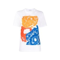Salvatore Ferragamo Weißes Baumwoll-t-shirt Mit Blumenstickerei von Salvatore Ferragamo