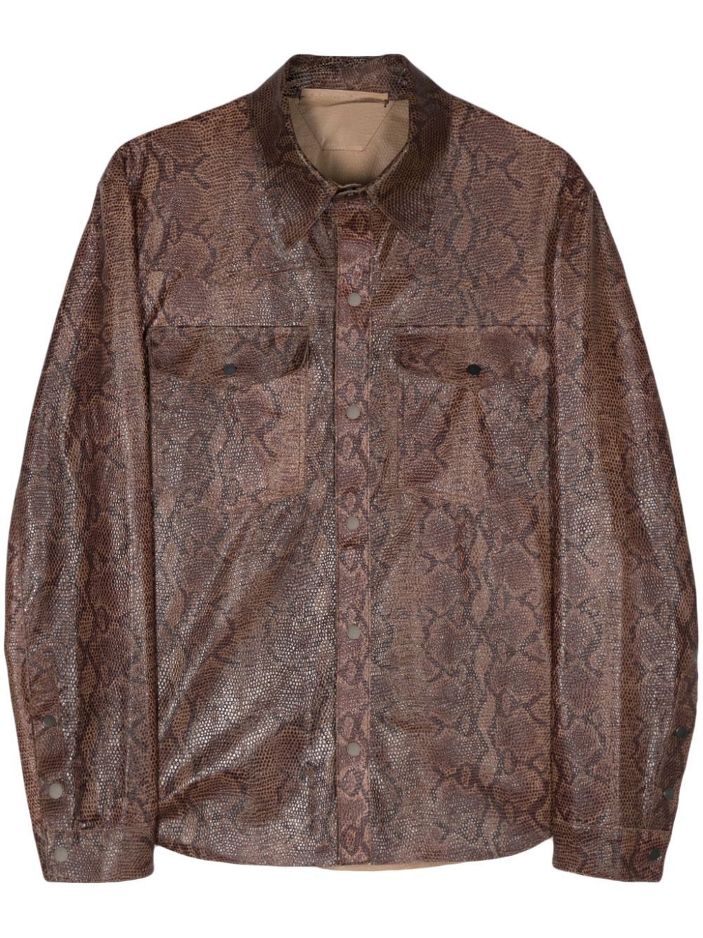 Salvatore Santoro Lederjacke mit Schlangen-Print - Braun von Salvatore Santoro