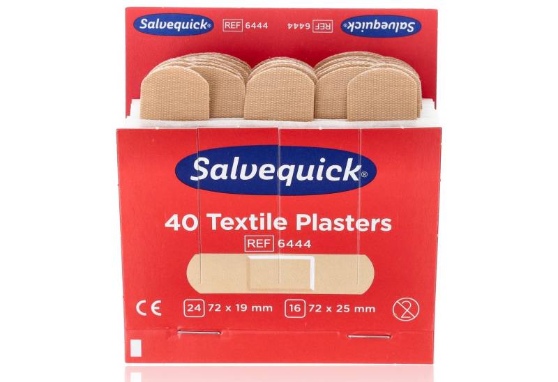 Salvequick® Wundpflaster Salvequick 6444 Textile Pflasterstrips Refill 40Stk (Nachfüllpackung, 40 St., in zwei Größen), allergiegetestet, hautfreundlich, selbstklebend von Salvequick®