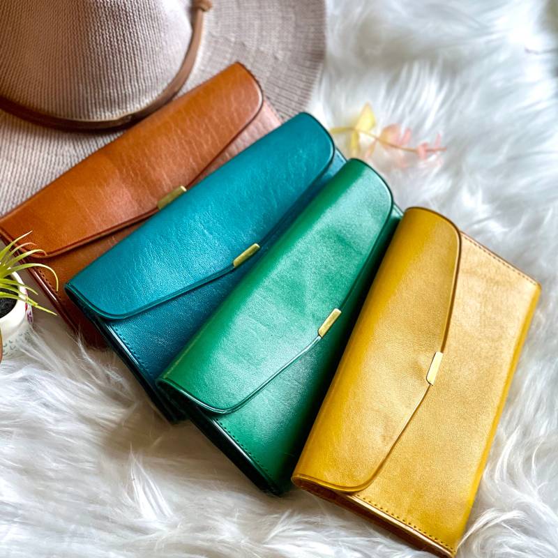 Vintage Style Damen Geldbörse Aus Leder Mit Zwei Fächern, Münzfach & Kartenhalter von SalyLimonUSA