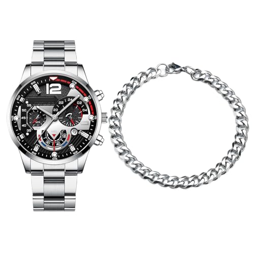 Klassische Herren-Armbanduhr aus, Kalender-Armband für formelle Geschäftstreffen, tägliche Arbeit oder lässige Treffen, Silber, Refer to Description, Uni von Salyeeluly