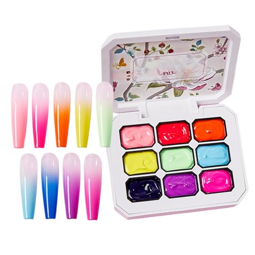Patting Gel Nagellack | Verlaufs Mal Gel,9-Farben Lack Palette Zubehör Nageldesign Kunst Maniküre Für Frauen Und Mädchen von Salyeeluly