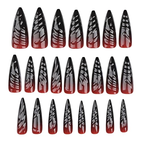 Salyeeluly Halloween Press on Nails Medium | Künstliche Kunstnägel - Glossy Press on Nails Glue on Nails Gradient Medium Stick On Nails in 12 Größen für Frauen von Salyeeluly