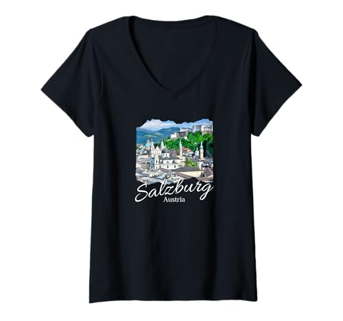 Damen Salzburg Österreich T-Shirt mit V-Ausschnitt von Salzburg Österreich Souvenirs