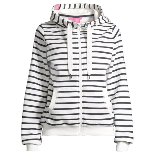 Salzhaut Damen Hoodie Kapuzensweatjacke Sööte Geringelt - Sweatjacke mit Kapuze Gestreift in Navy-Offwhite Größe M von Salzhaut