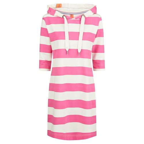 Salzhaut Damen Hoodie-Kleid Use mit 3/4-Arm Gestreift - Kapuzenkleid mit Streifen in Offwhite-Blossom Größe XL von Salzhaut