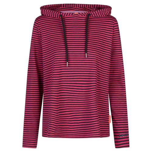Salzhaut Damen Hoodie-Shirt Vatting Langarm mit Streifen - Gestreiftes Kapuzenshirt in Navy-Beetroot Größe XXL von Salzhaut