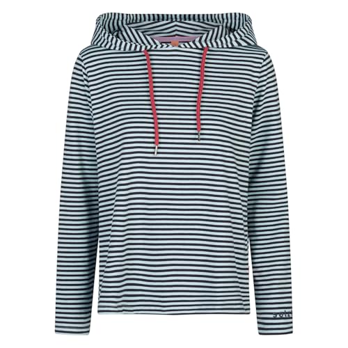 Salzhaut Damen Hoodie-Shirt Vatting Langarm mit Streifen - Gestreiftes Kapuzenshirt in Navy-Breeze Größe M von Salzhaut