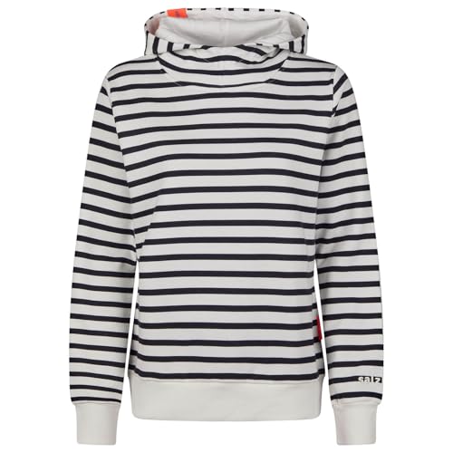 Salzhaut Damen Hoodie Tiuten mit Streifen - Modern gestreifter Kapuzenpullover in Navy-Offwhite Größe XXL von Salzhaut