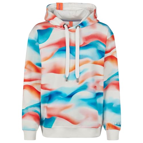 Salzhaut Damen Hoodie Töhn mit All-Over-Print Wellen - Moderner Kapuzenpullover in Multi Größe L von Salzhaut