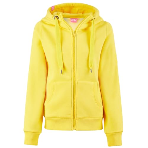 Salzhaut Damen Kapuzen-Sweatjacke Sööte - Kapuzenjacke Hoodie Shirtjacke mit Kapuze mit Kordelzug in Gelb Größe M von Salzhaut