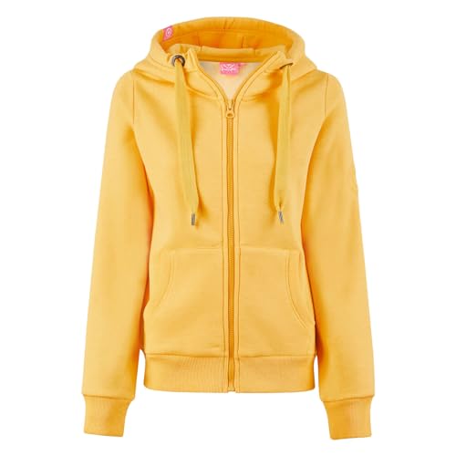 Salzhaut Damen Kapuzen-Sweatjacke Sööte - Kapuzenjacke Hoodie Shirtjacke mit Kapuze mit Kordelzug in Sun Größe M von Salzhaut