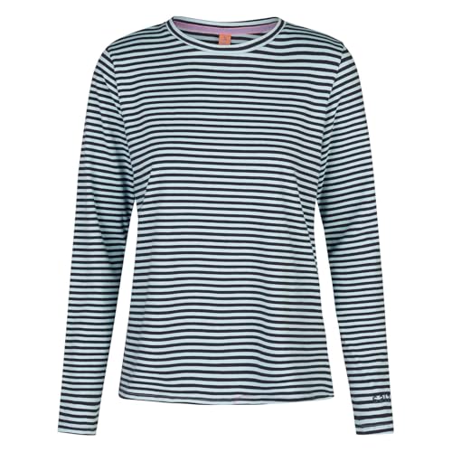 Salzhaut Damen Langarm-Shirt Voss mit Streifen - Gestreiftes Sweatshirt mit dezenten Herz-Foam-Print hinten in Navy-Breeze Größe 3XL von Salzhaut
