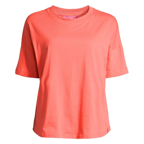 Salzhaut Damen T-Shirt Leev Unifarben - Sommershirt mit Rundhalsausschnitt in Coral Größe XXL von Salzhaut