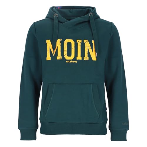 Salzhaut Herren Hoodie Heff mit Moin-Print - Weicher Kapuzenpullover mit Eingrifftaschen in Dragonfly-Neon Orange Größe XXL von Salzhaut