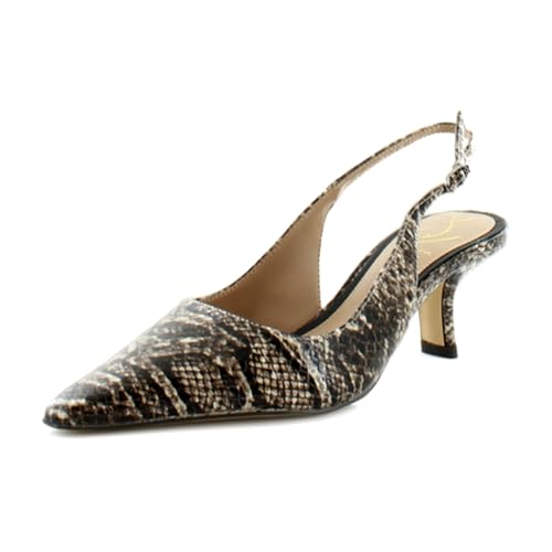 Sam Edelman Bianka Damen-Pumps mit Federn, Python-Print in Mokka-Taupe, 36.5 EU von Sam Edelman