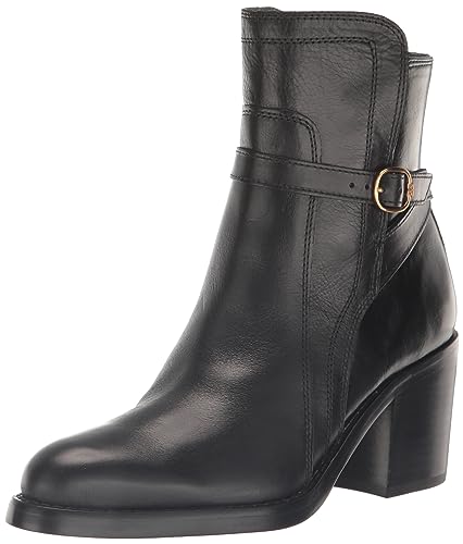 Sam Edelman Simona Damen-Stiefelette mit Blockabsatz, Schwarz Leder, 40.5 EU von Sam Edelman