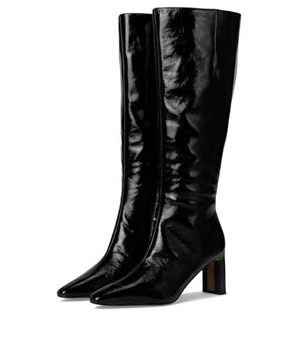 Sam Edelman Sylvia Kniehohe Stiefel für Damen, Schwarzes Lackleder, breite Wade, 36.5 EU von Sam Edelman