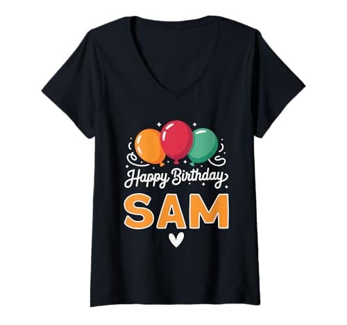 Damen Alles Gute zum Geburtstag Spruch Sam T-Shirt mit V-Ausschnitt Damen Alles Gute zum Geburtstag Spruch Sam T-Shirt mit V-Ausschnitt von Sam Name Spruch für Geburtstag