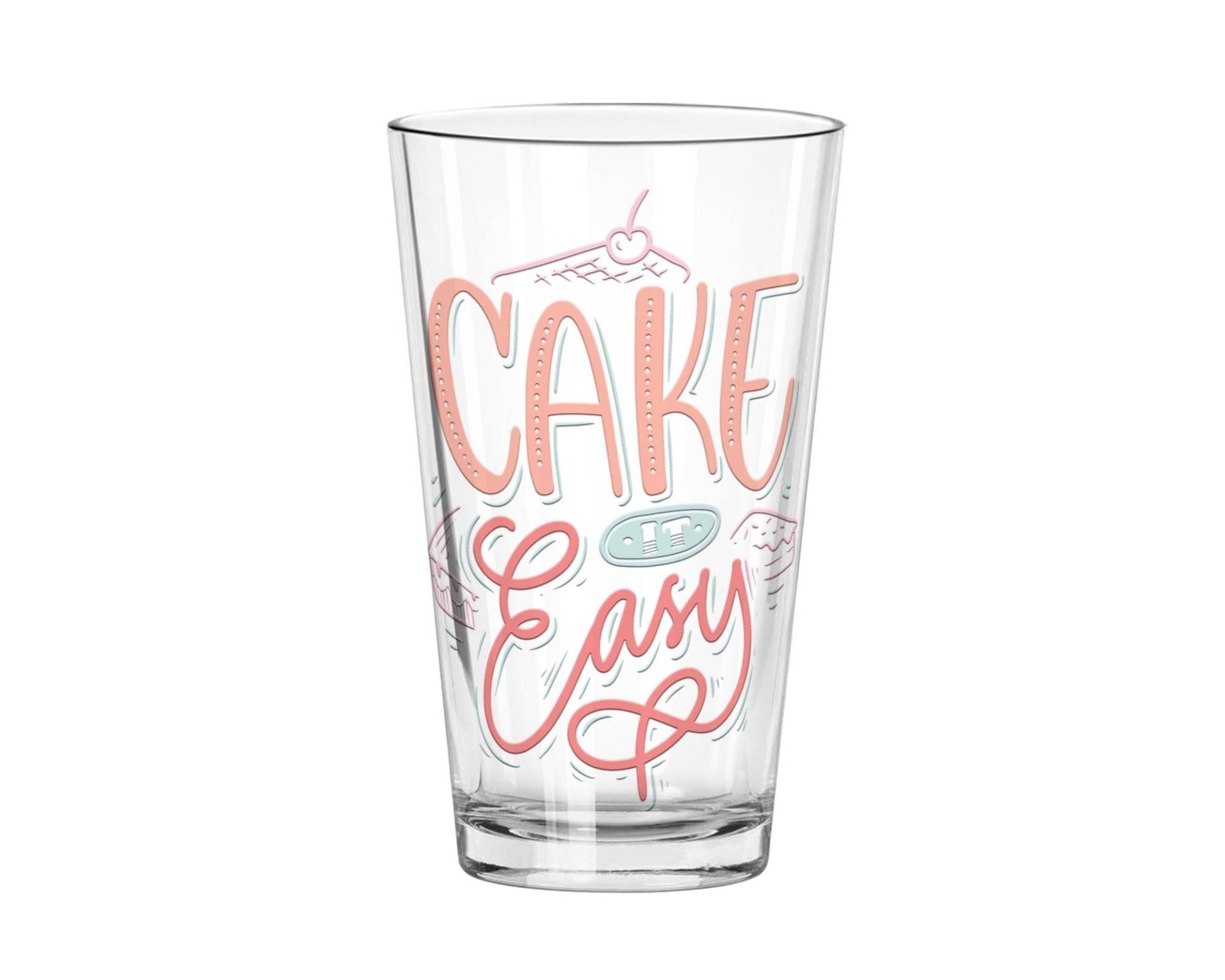 Cake It Easy Glas Becher | Bierglas Pint Kuchenliebhaber Geschenk Bäcker Take Tasse Inspirierender Glas-Becher von SamAndZoeyGifts