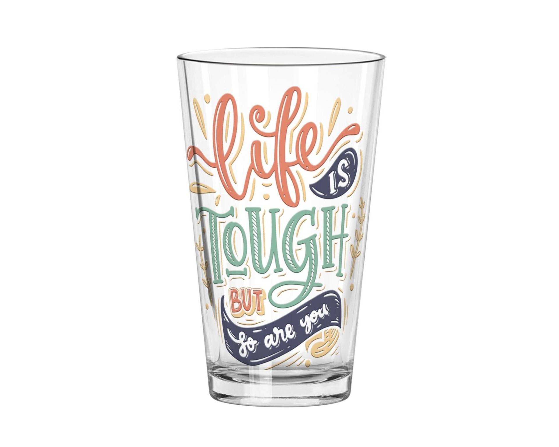 Das Leben Ist Hart Aber So Bist Du Glas Tumbler | Pint Bierglas Trinkglas Inspirierendes Geschenk Motivierendes Glasgeschirr von SamAndZoeyGifts