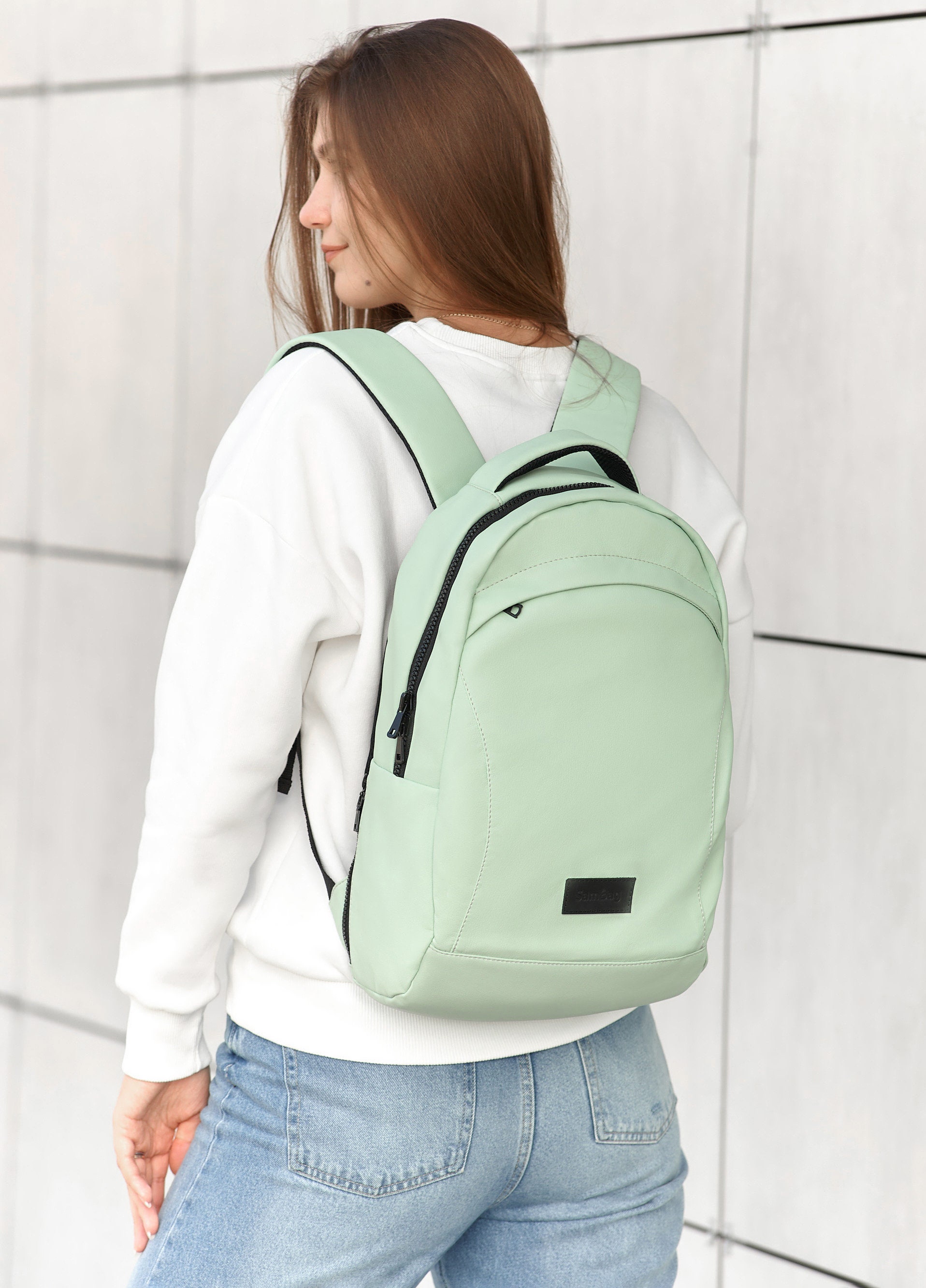 Damen Rucksack, Eco Leder Rucksack Für Laptop, Maßgefertigt, City Frauen von SamBagCrafts