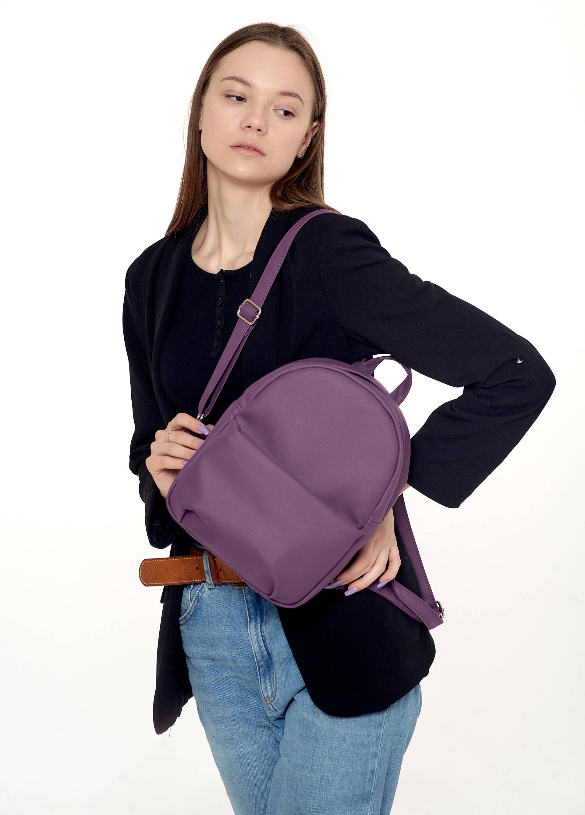 Öko-Lederrucksack Damen, Damenrucksack, Violetter Rucksack, Violette Umhängetasche, Damen Messenger Kleiner Stadtrucksack von SamBagCrafts