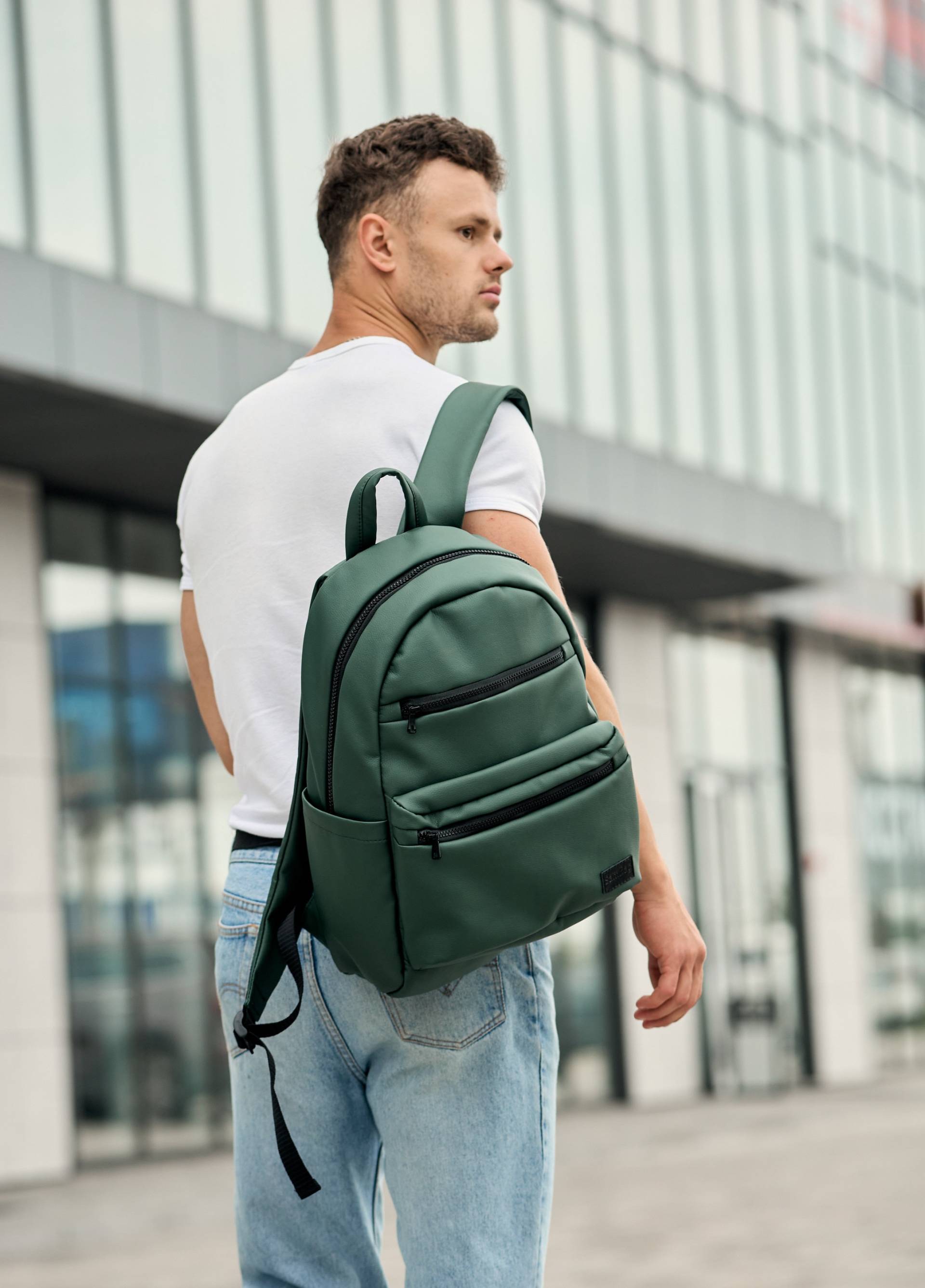 Grüner Rucksack, Herrenrucksack, Öko-Lederrucksack, Rucksack Für Laptop, Individuell Gestaltet, Stadtrucksack, Männer von SamBagCrafts