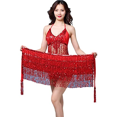 Bauchtanz Rock Hüfttuch, Pailletten Tassel Bauchtanz Rock Tanz Hip Belt Latin Dance Hula Hip Schal Performance Outfit für Frauen Mädchen von SamHeng