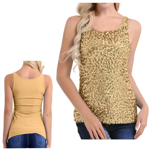Damen Pailletten Tanktop, ärmellose funkelnde schimmernde Weste, 1920er Jahre, glitzerndes Pailletten Top, Glitzer Rave Party Weste Tank Tops, glitzernde Blusen T-Shirts mit Rundhalsausschnitt Damen Pailletten Tanktop, ärmellose funkelnde schimmernde Weste, 1920er Jahre, glitzerndes Pailletten Top, Glitzer Rave Party Weste Tank Tops, glitzernde Blusen T-Shirts mit Rundhalsausschnitt von SamHeng