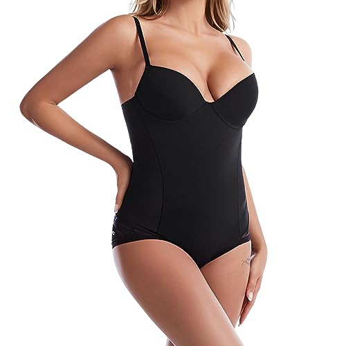 Damen-Shapewear-Body, Bauchkontroll-Body mit verstellbaren Schultergurten, atmungsaktives Camisole-Ganzkörperform-Trikot, einteiliger integrierter BH, Body Shaper schlankmachender Taillentrainer von SamHeng