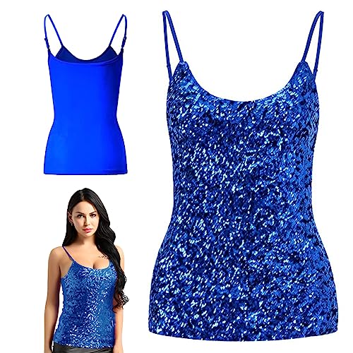 Frauen Pailletten Tops, Tops Ärmellose Glitzer Camisole Weste, Verstellbare Gurte tägliche Halfter Tanktops Bluse T-Shirts für Nachtclub Party Performance Kostüm von SamHeng