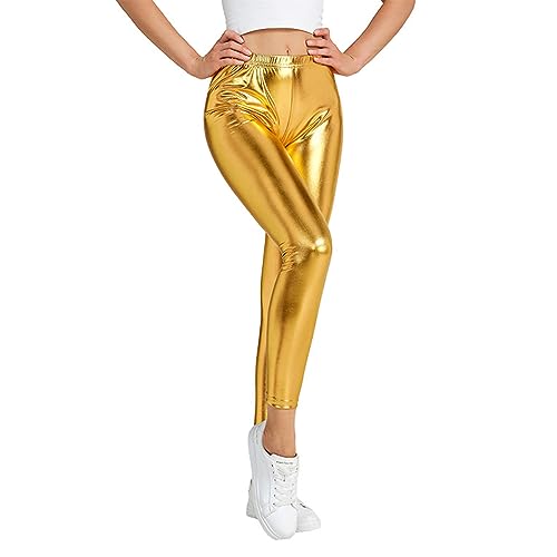 Glänzende Damen-Leggings, hoch taillierte Stretch-Leggings, Wet-Look-Metallic-Disco-Hosen, Tanz-Yoga-Hosen, Strumpfhosen, Lounge-Röhrenhosen, dehnbare Slim-Fit-Hosen für Tanzbekleidung, Nachtclub von SamHeng