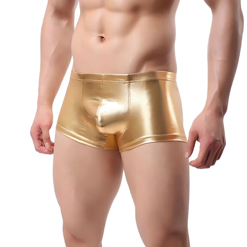 Glänzende Herren Boxershorts, elastische metallische Boxershorts, sexy Herren Boxershorts mit niedriger Taille, glitzernde sexy Hosen für Clubwear, sexy Unterhosen für Tanzbekleidung, Nachtclub, Rave von SamHeng