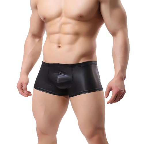 Glänzende Herren Boxershorts, elastische metallische Boxershorts, sexy Herren Boxershorts mit niedriger Taille, glitzernde sexy Hosen für Clubwear, sexy Unterhosen für Tanzbekleidung, Nachtclub, Rave von SamHeng