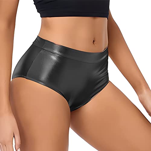 Glänzende Shorts für Damen, Sexy Dehnbare metallische Hotpants, Ballett Tanz Unterwäsche Shorts, Wet Look Booty Shorts mit hoher Taille für Tanzbekleidung, Nachtclub, Rave Party, Performance Kostüm von SamHeng