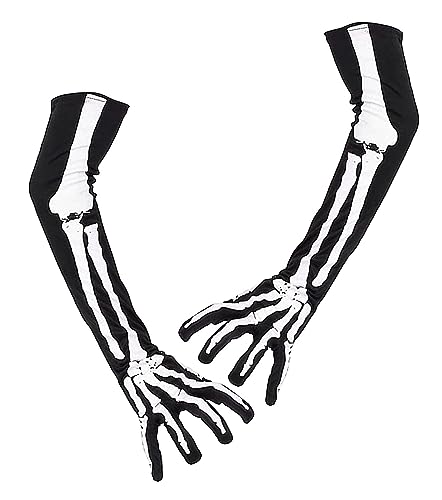 Halloween Skelett Handschuhe, Schädel Klauen Geister Knochen Handschuhe für Halloween Cosplay Party Requisiten, dehnbare Schädelknochen Vollfinger Handschuhe für Halloween Kostümzubehör von SamHeng