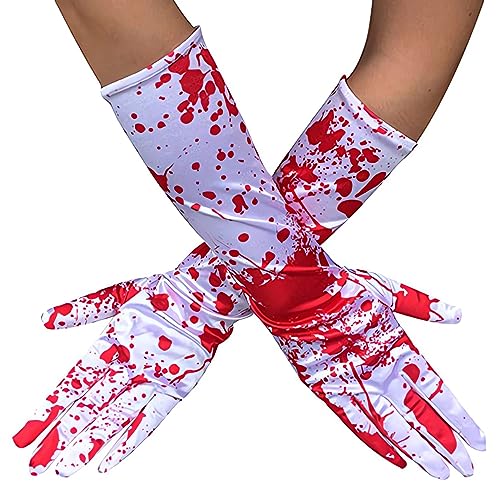 Halloween Skelett Handschuhe, Schädel Klauen Geister Knochen Handschuhe für Halloween Cosplay Party Requisiten, dehnbare Schädelknochen Vollfinger Handschuhe für Halloween Kostümzubehör von SamHeng