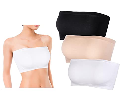 SamHeng Damen Seamless Tube Top Bra Bandeau Unwattierte Trägerlose Bras Bralette 3er Pack von SamHeng