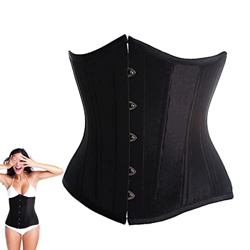 SamHeng Damen Taillen Training Korsetts, schwarzes sexy Unterbrust Korsett Bustier mit G-String, Vintage Korsett ohne Knochen, Party Bustier Cami Tops von SamHeng