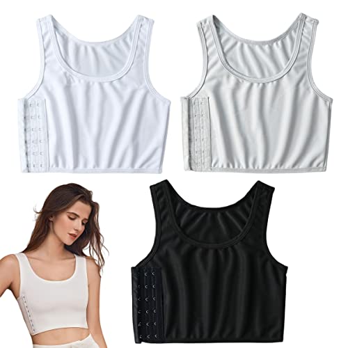 SamHeng Frauen Brust Binder Transgender FTM Schnalle Brust Binder Tank Top Weste Sport BH Jugendliche Trans Lesben Wildfang 3 Pack (as3, Numeric, Numeric_36, Regular, Regular, 3p) von SamHeng