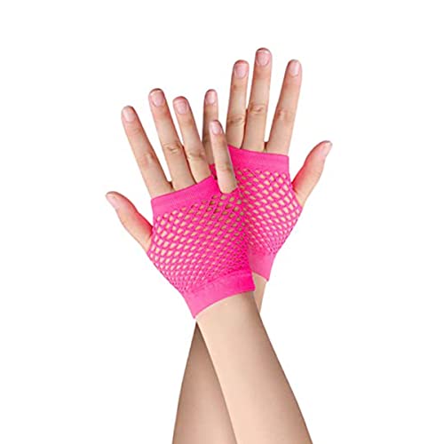 SamHeng netzhandschuhe, 1 Paar Gelb Kurze Netzhandschuhe, durchbohrte fingerlose Nylon-Netz Handschuhe, funky Retro, elegant, dehnbar, Opernabend, Party, 1920er-Jahre-Handschuhe von SamHeng